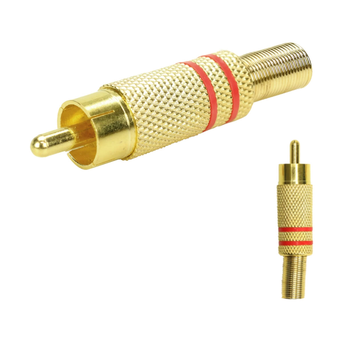 10x Plug Rca Gold 24k Linha Profissional 4mm - Pix - Vermelho