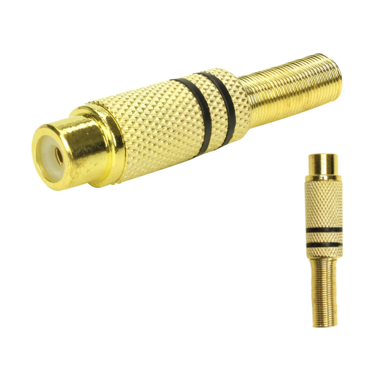 10x Plug Rca Fêmea Gold 24k Linha Profissional 4mm Preto