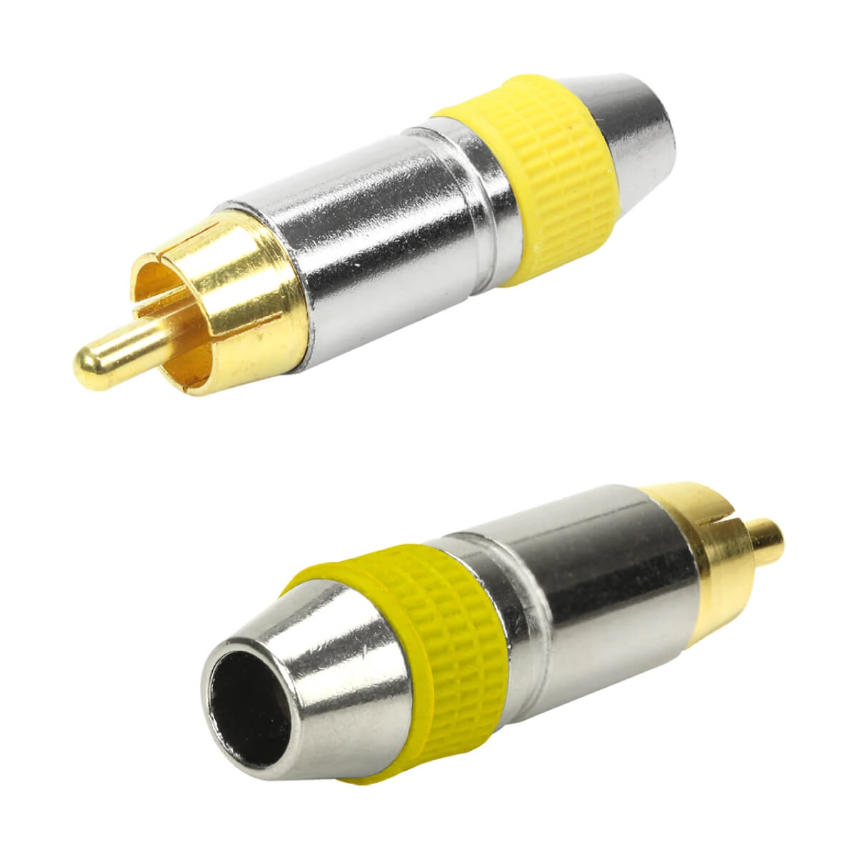 10x Plug Rca Macho Profissional Style Pix Ponta Ouro 24k - Amarelo