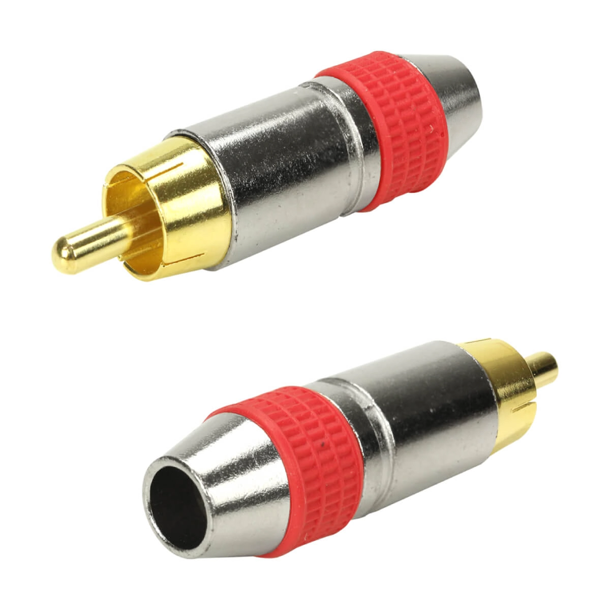 10x Plug Rca Macho Profissional Style Pix Ponta Ouro 24k - Vermelho