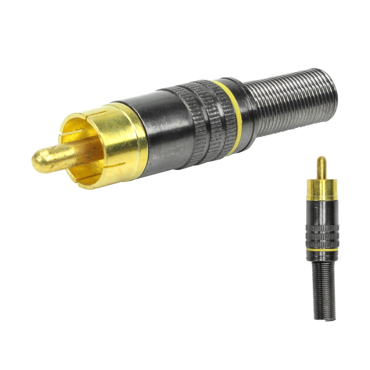 10x Plug Rca Macho Profissional Grafite - Ponta Ouro 24k - Amarelo