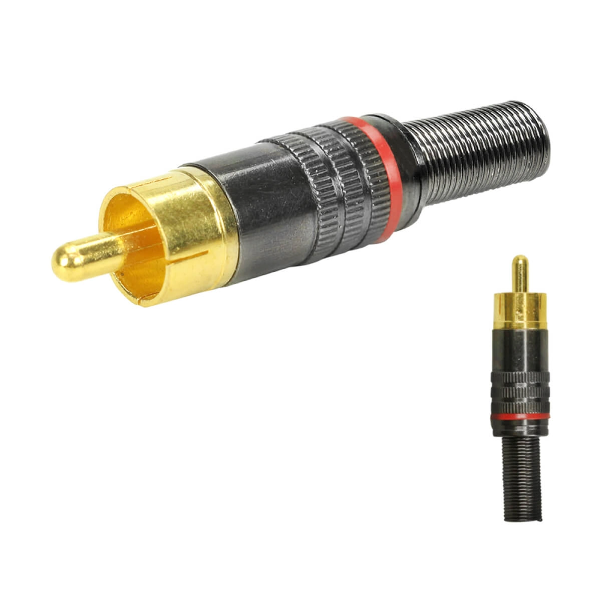 10x Plug Rca Macho Profissional - Ponta Ouro 24k - Vermelho