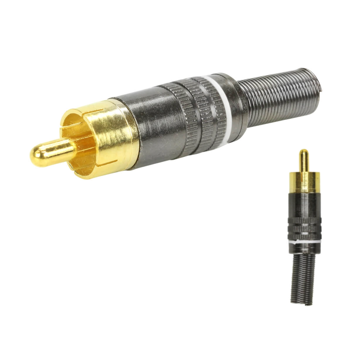 10x Plug Rca Macho Profissional Grafite - Ponta Ouro 24k - Branco
