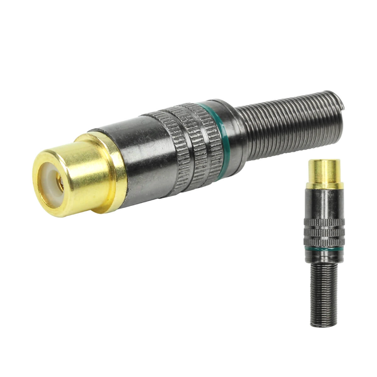10x Plug Rca Fêmea Profissional Grafite - Ponta Ouro 24k - Verde