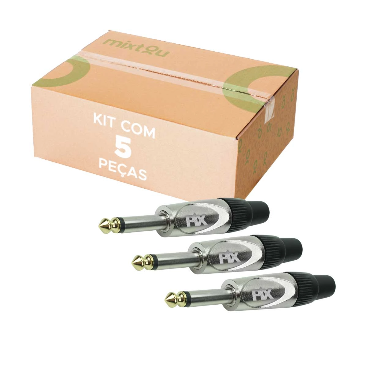 5x Plug P10 Mono Premium Profissional Série Soft Gold