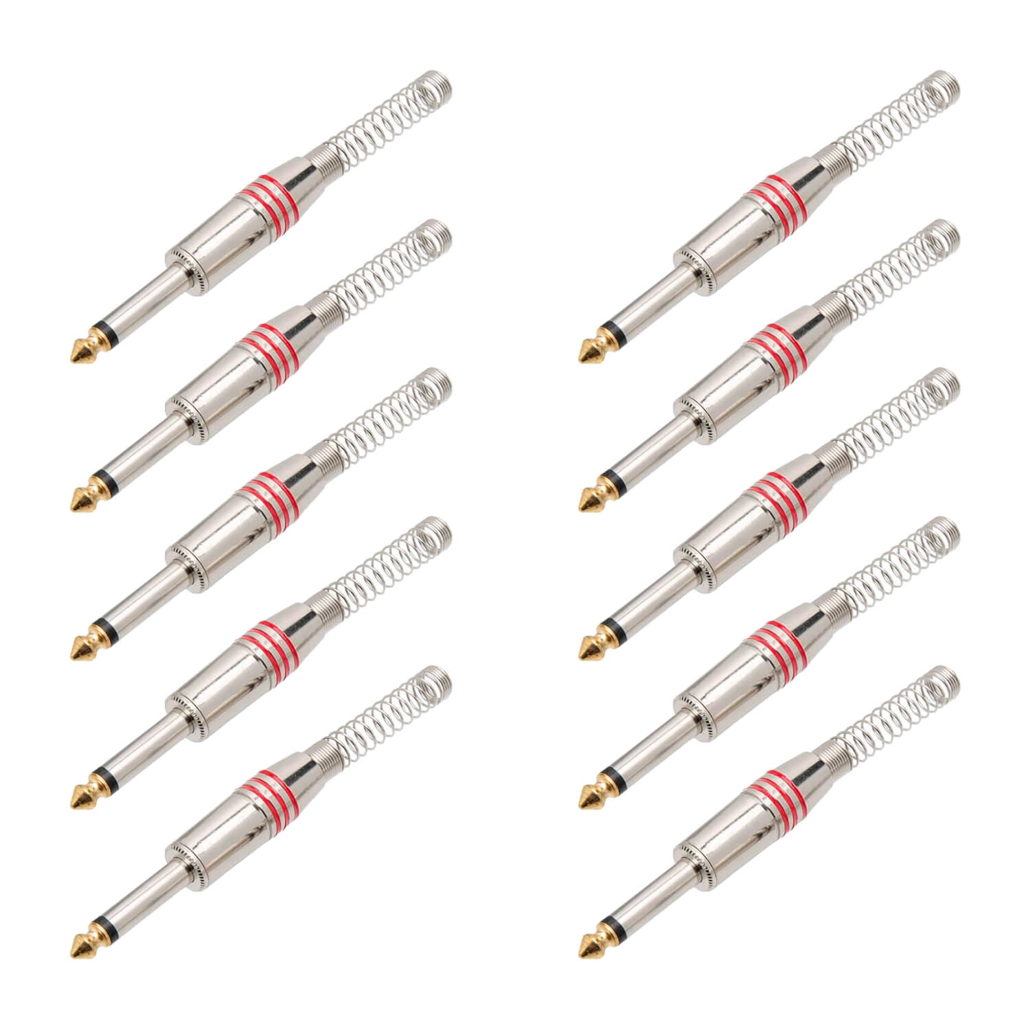 10x Plug P10 Mono Premium Profissional Série Gold Pro - Vermelho