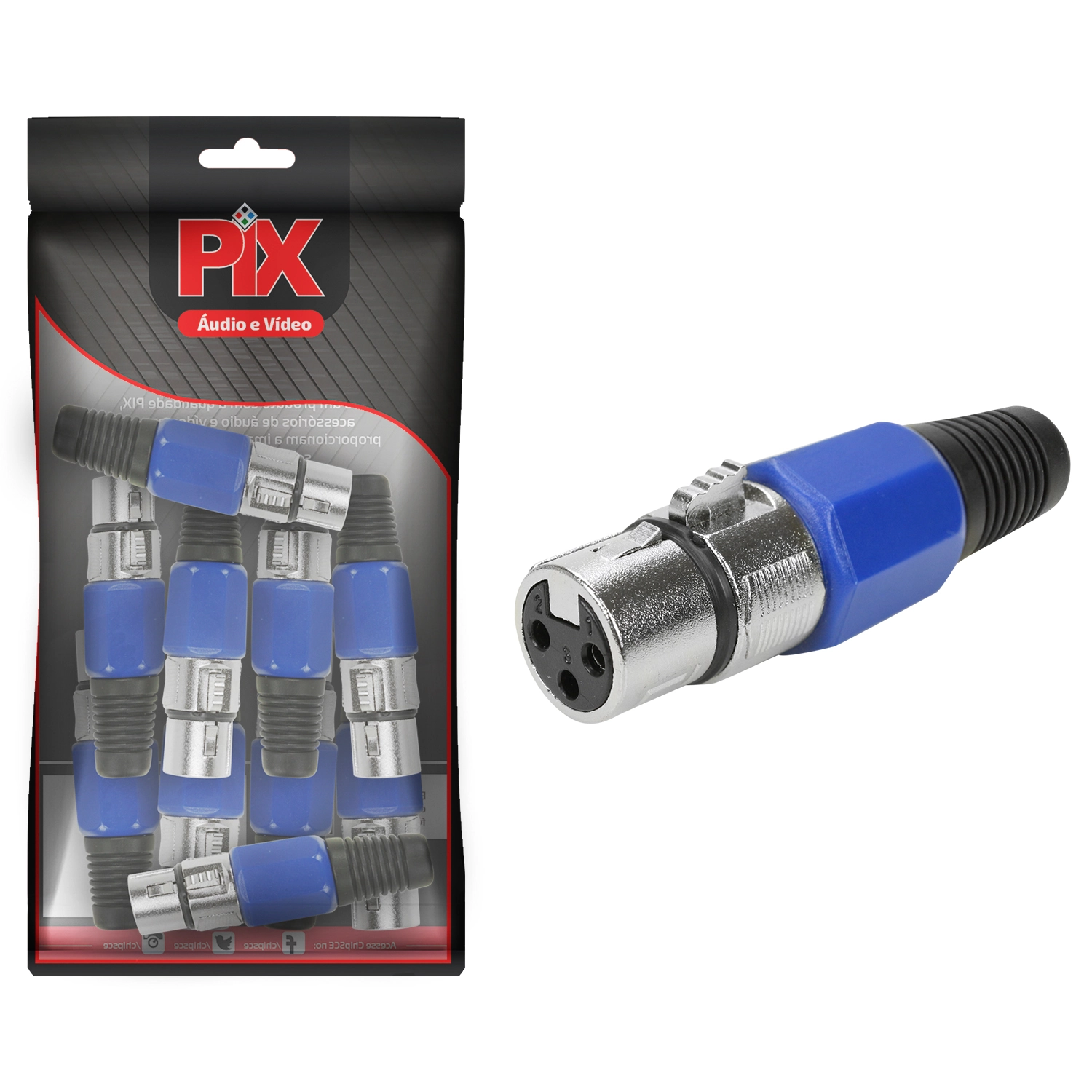 10x Plug Cannon Fêmea - Premium Profissional - Série Chrome - Azul