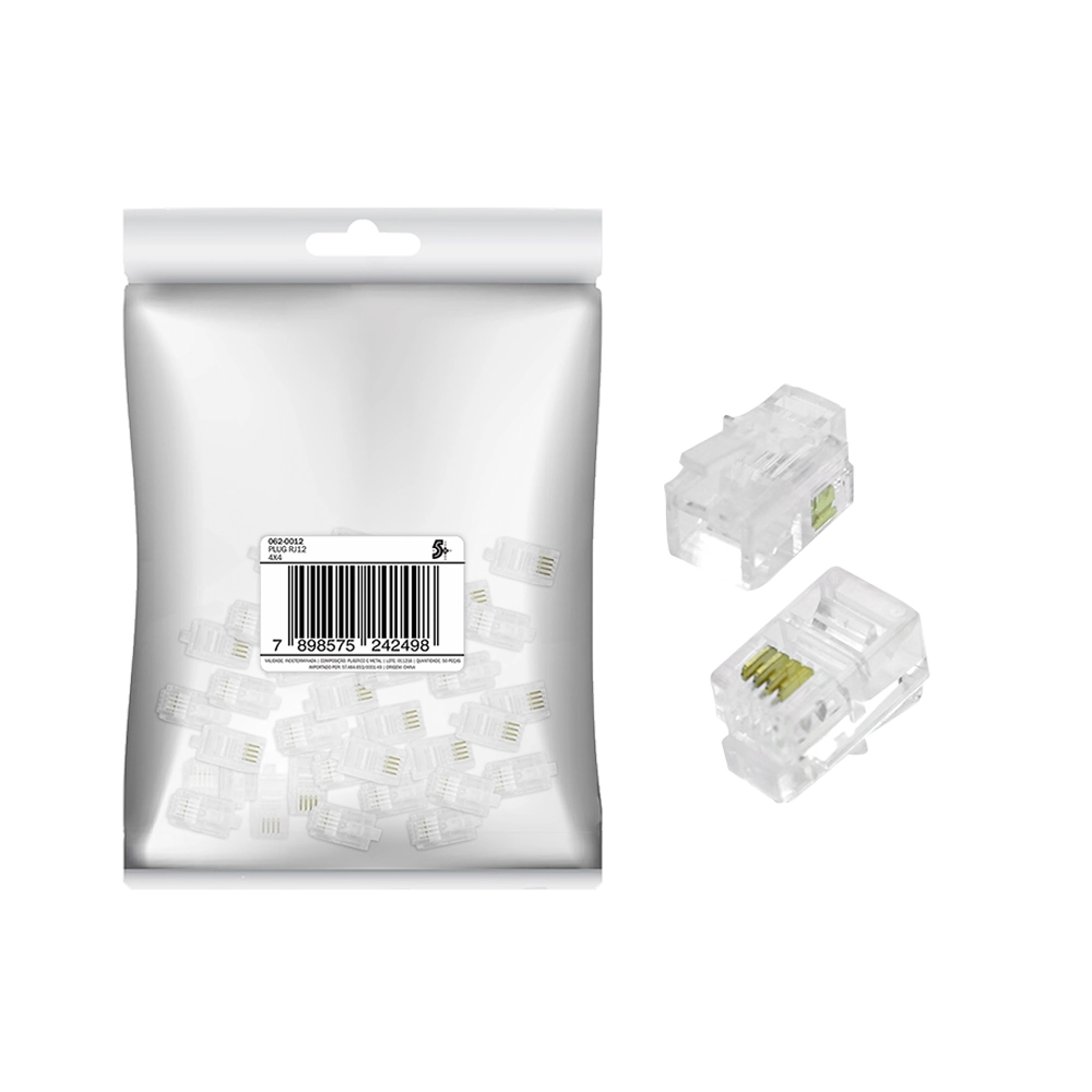 Plug Conector Alta Qualidade - Rj12 Pacote 100 Peças
