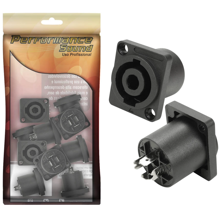 10x Jack Fêmea Speakon 4 Polos Painel - Premium Pro 2 Furos