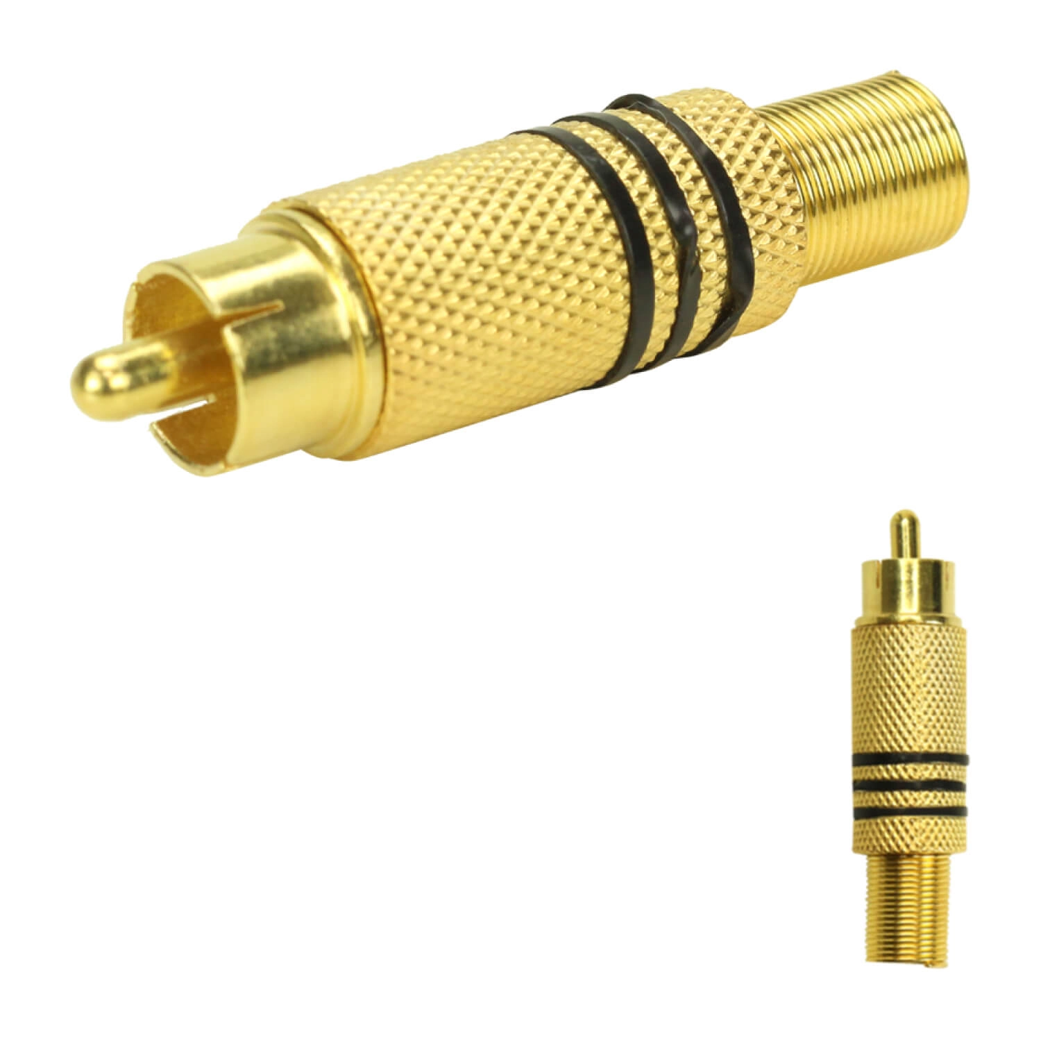 10x Plug Rca Gold 24k Linha Profissional 6mm - Pix - Preto