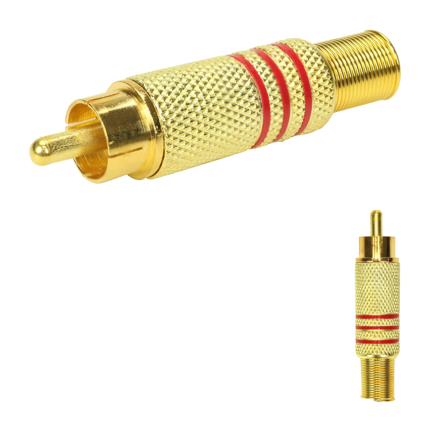 10x Plug Rca Gold 24k Linha Profissional 6mm - Pix - Vermelho