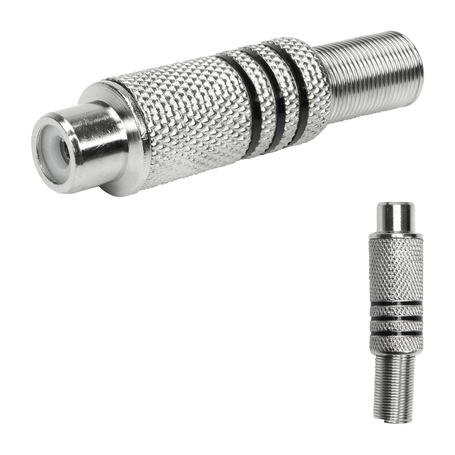 10x Plug Rca Fêmea Linha Profissional 6mm Preto - Pix