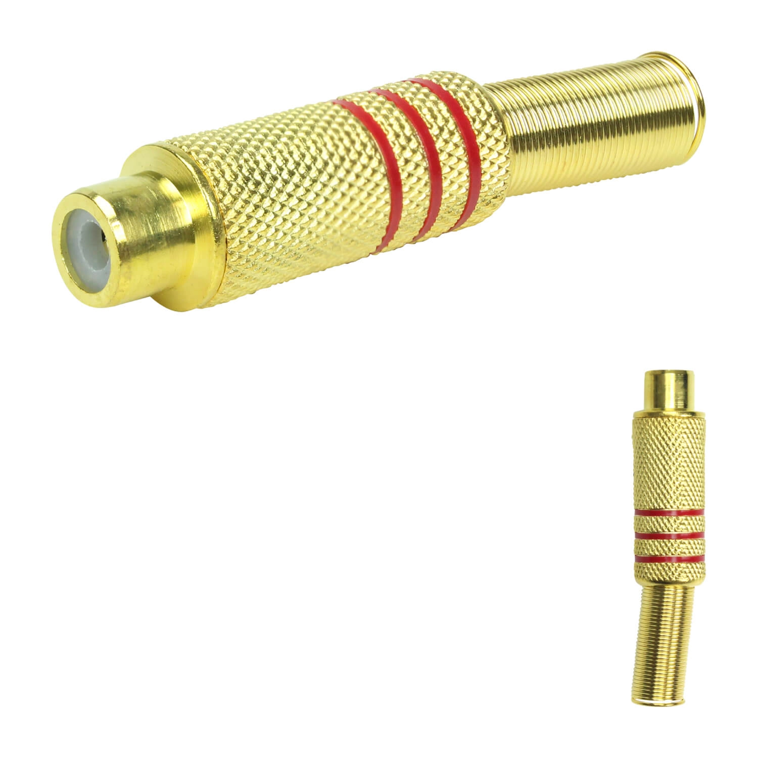 10x Plug Rca Fêmea Gold 24k Linha Profissional 6mm - Vermelho