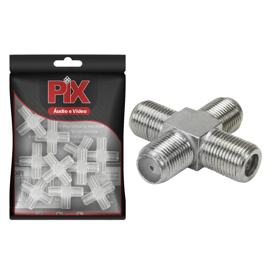 10x Emenda Divisor Quádruplo Coaxial Tipo F Antena Rg59/rg6