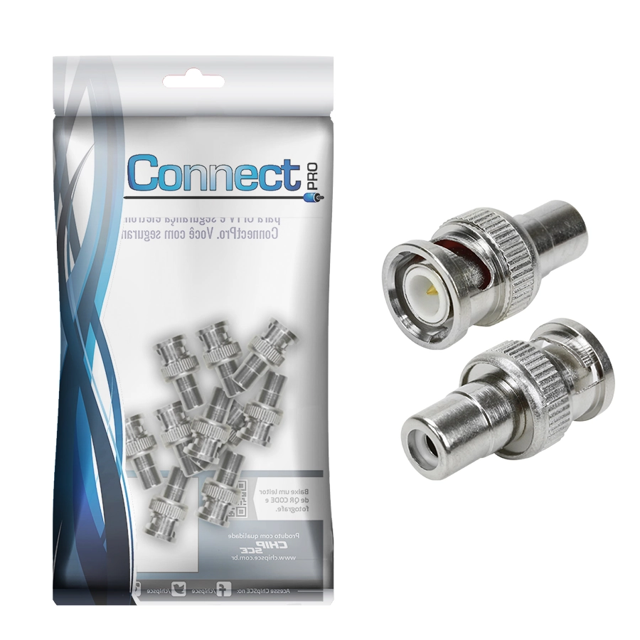 10x Adaptador Conector Bnc Macho Para Rca Fêmea Cftv