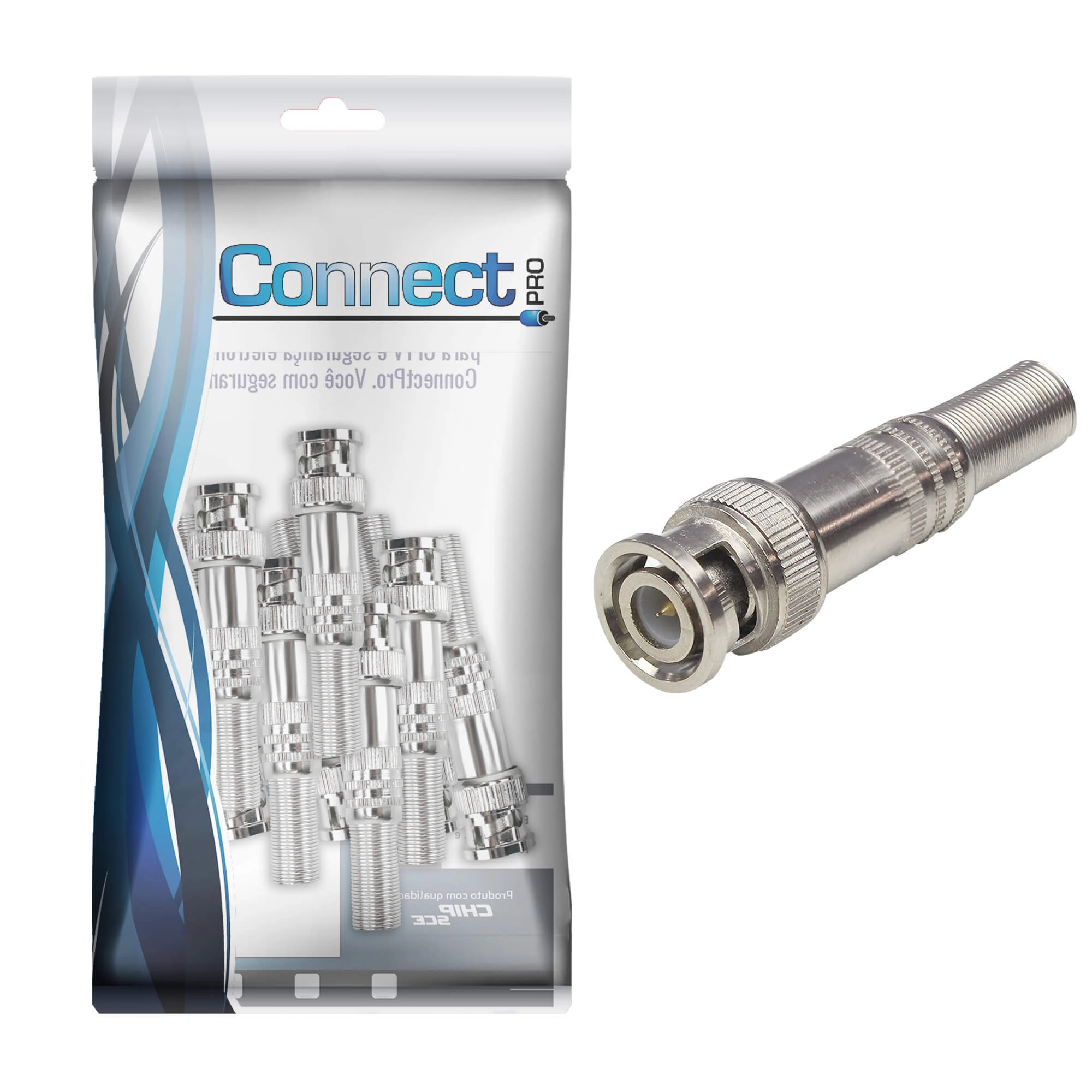 10x Conector Bnc Mola Plug 6mm Cftv - 50 Ohms P/ Soldar