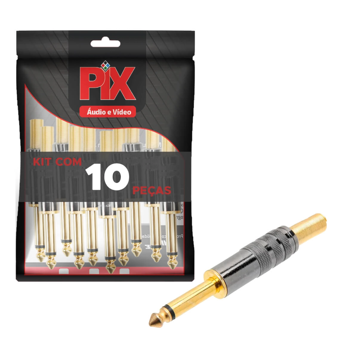 10x Plug P10 Mono Premium Profissional Série Ninja Gold