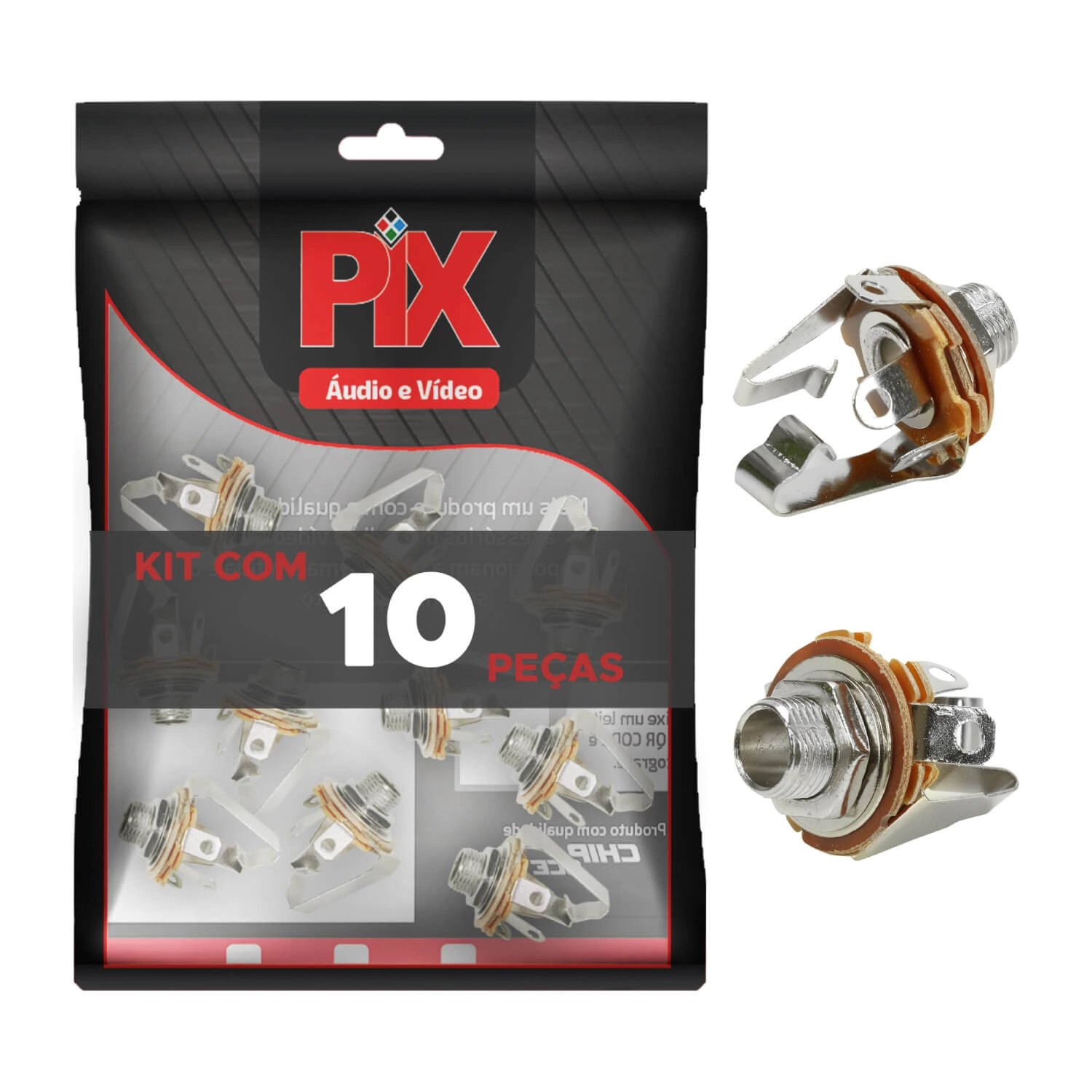 10x Jack J10/p10 Fêmea Mono/estéreo C/trava Circuito Aberto