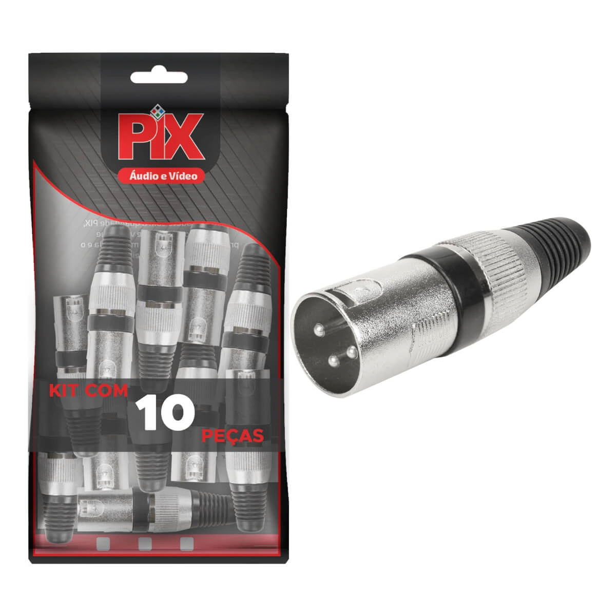10x Plug Cannon Macho - Premium Profissional - Série Ring - Preto
