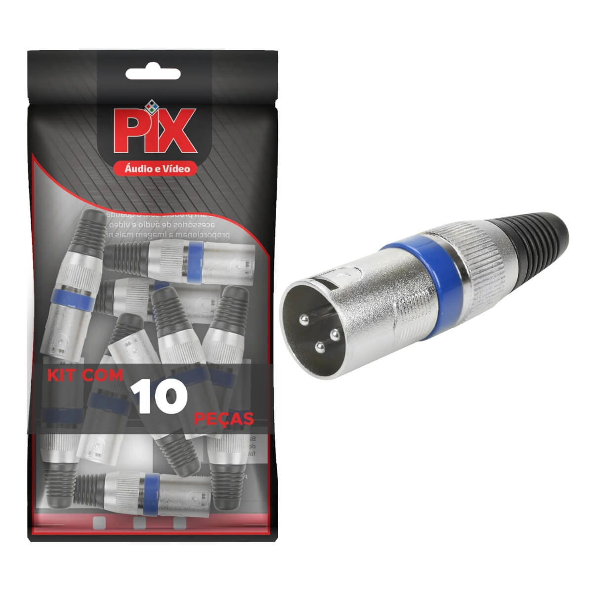 10x Plug Cannon Macho - Premium Profissional - Série Ring - Azul