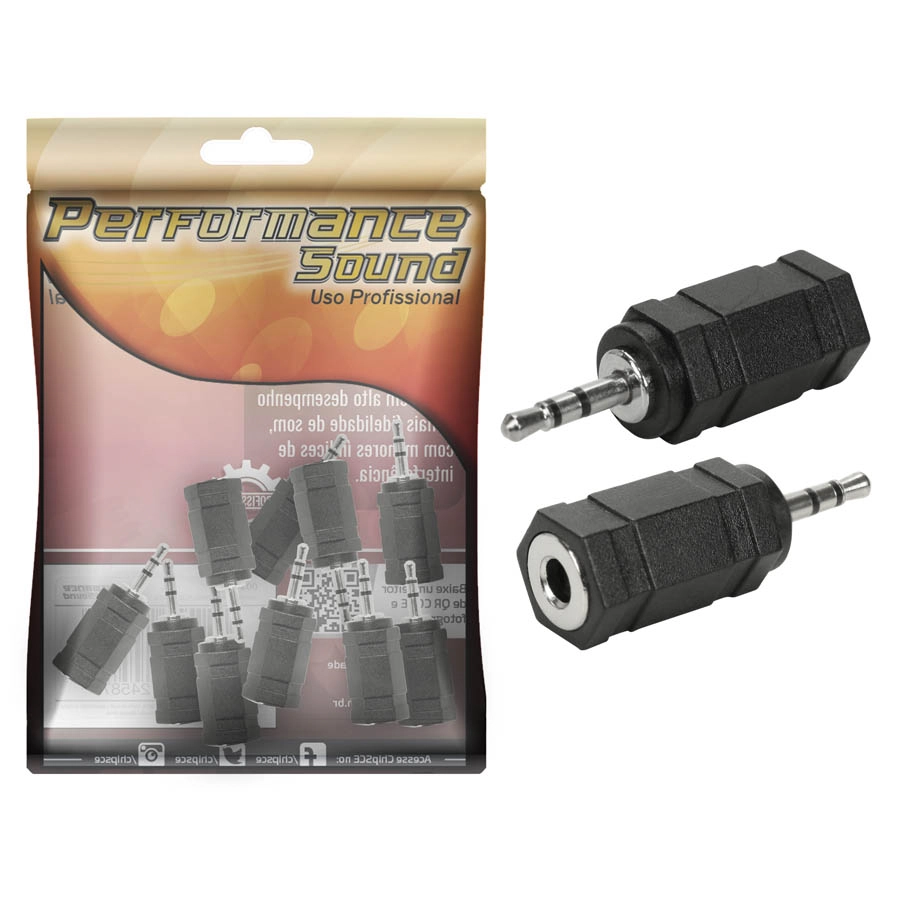 Kit 10 Adaptador J2 (p2 Fêmea) X P1 Macho Estéreo
