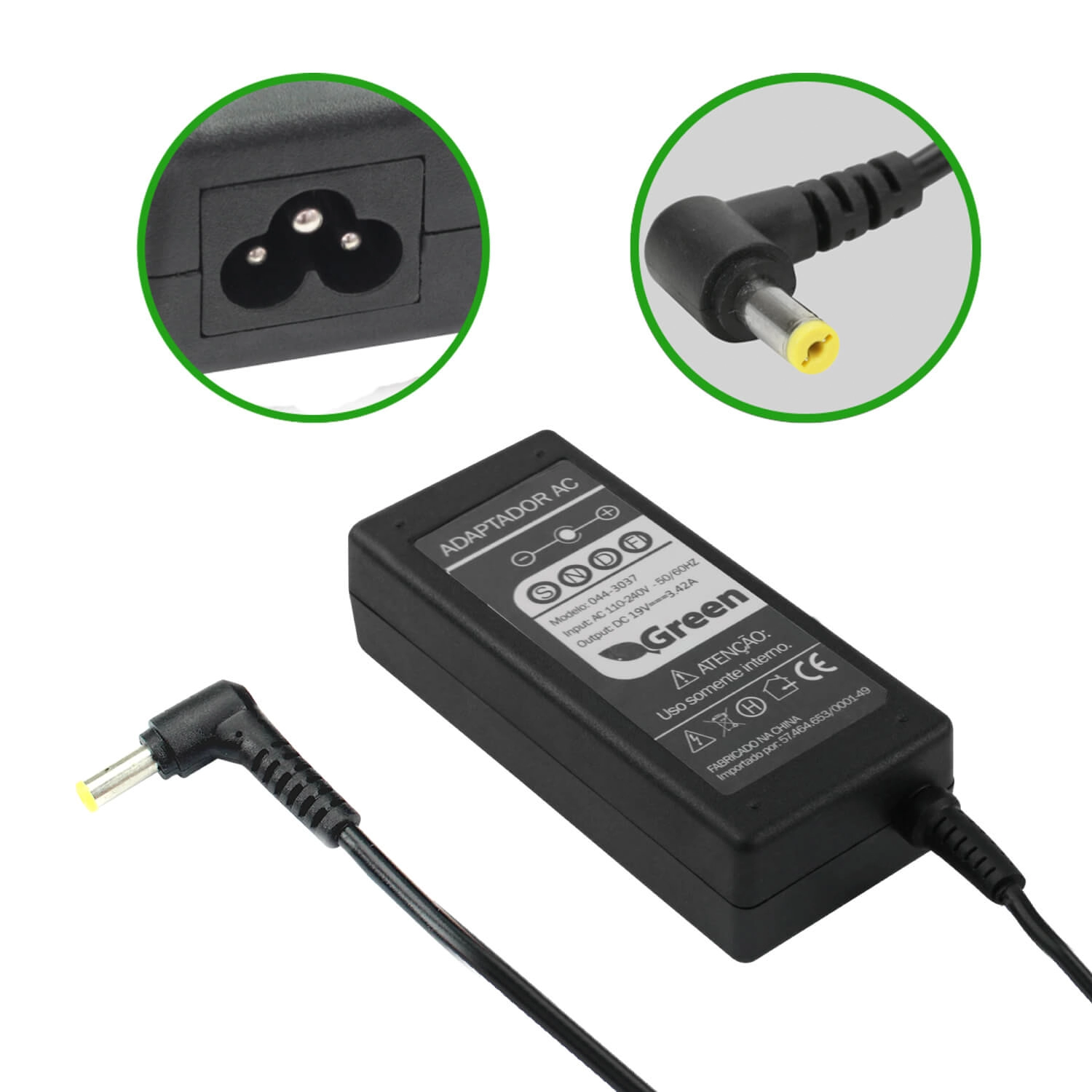 Fonte Carregador P/ Notebook Toda Linha Aspire 19v 3.42a