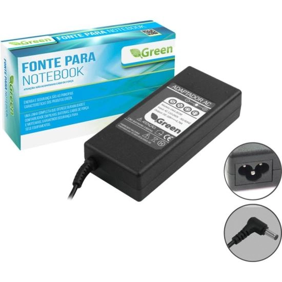 Fonte Para Notebook 19v 4,74a Bivolt 5,5x2,5mm Green