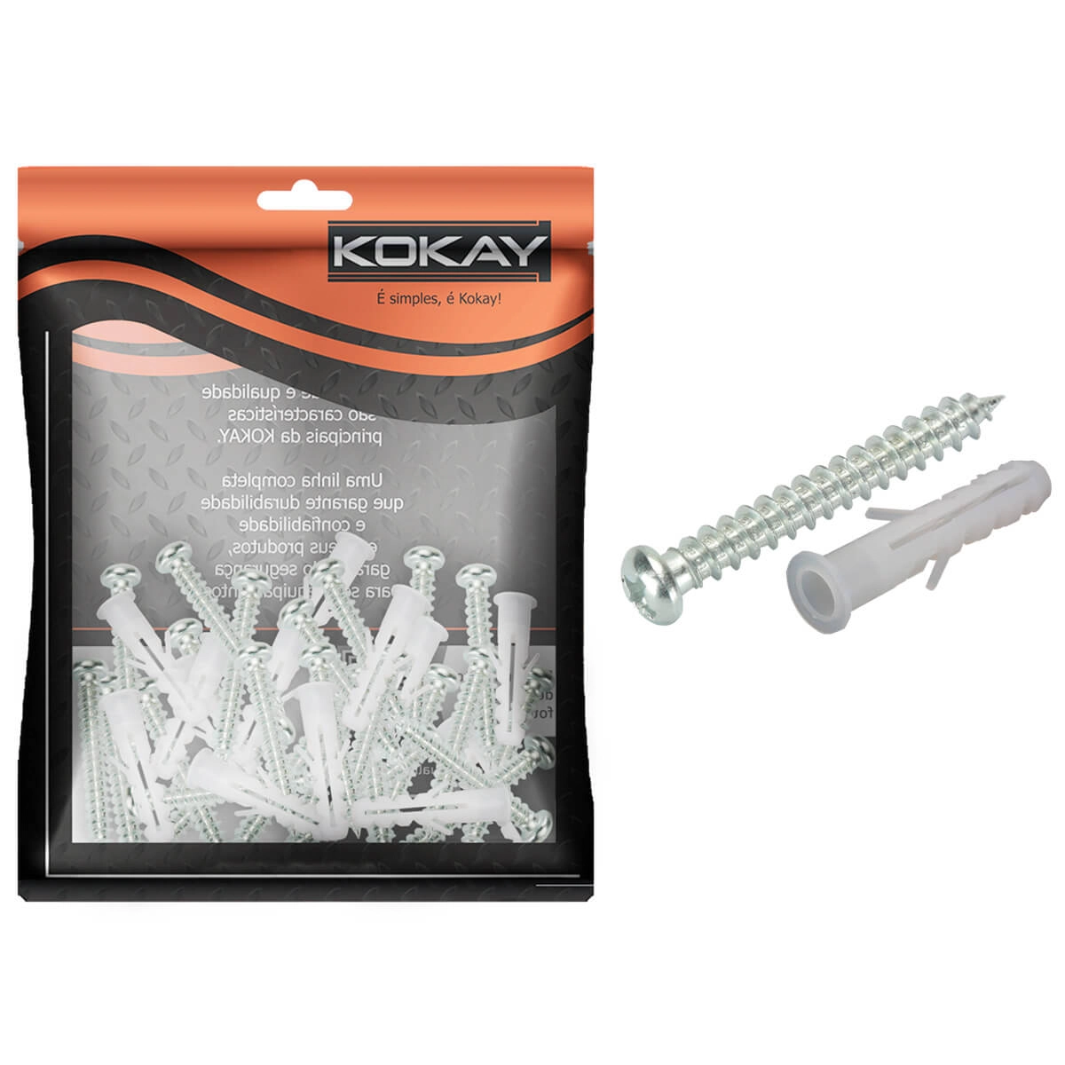 Kit Parafuso Aço C/ Bucha Reforçada 6mm Pacote 20 Unidades