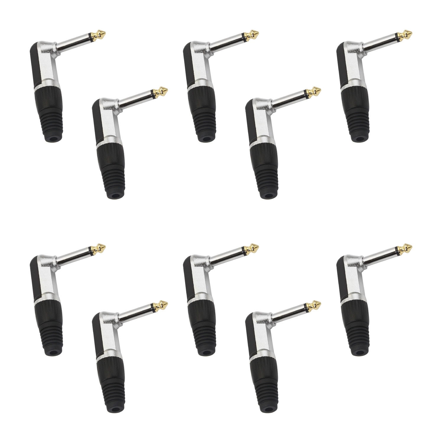 10x Plug P10 Mono Premium Profissional Série 90º Graus - Preto