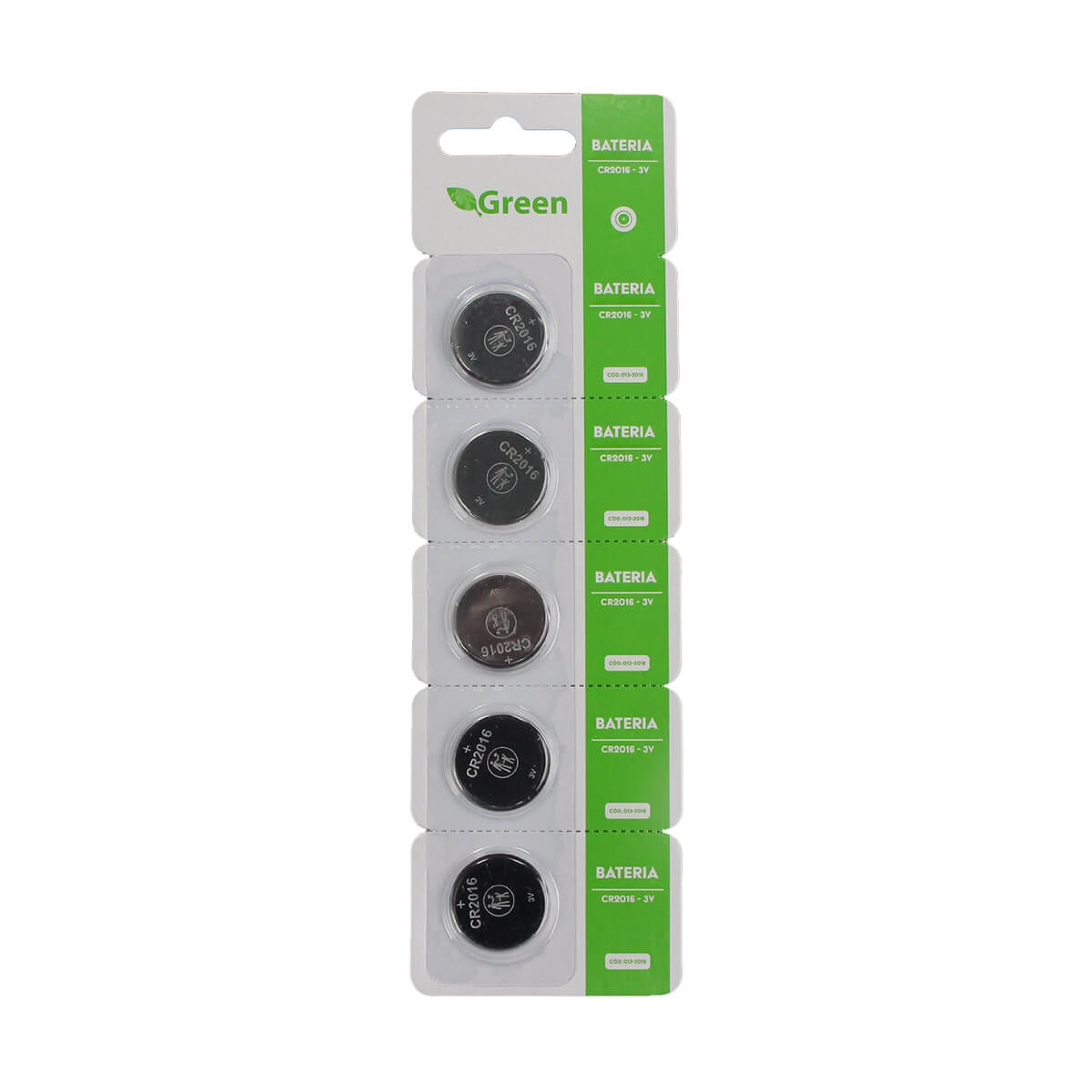 5x Bateria Moeda Cr2016 3v Lítio - Green