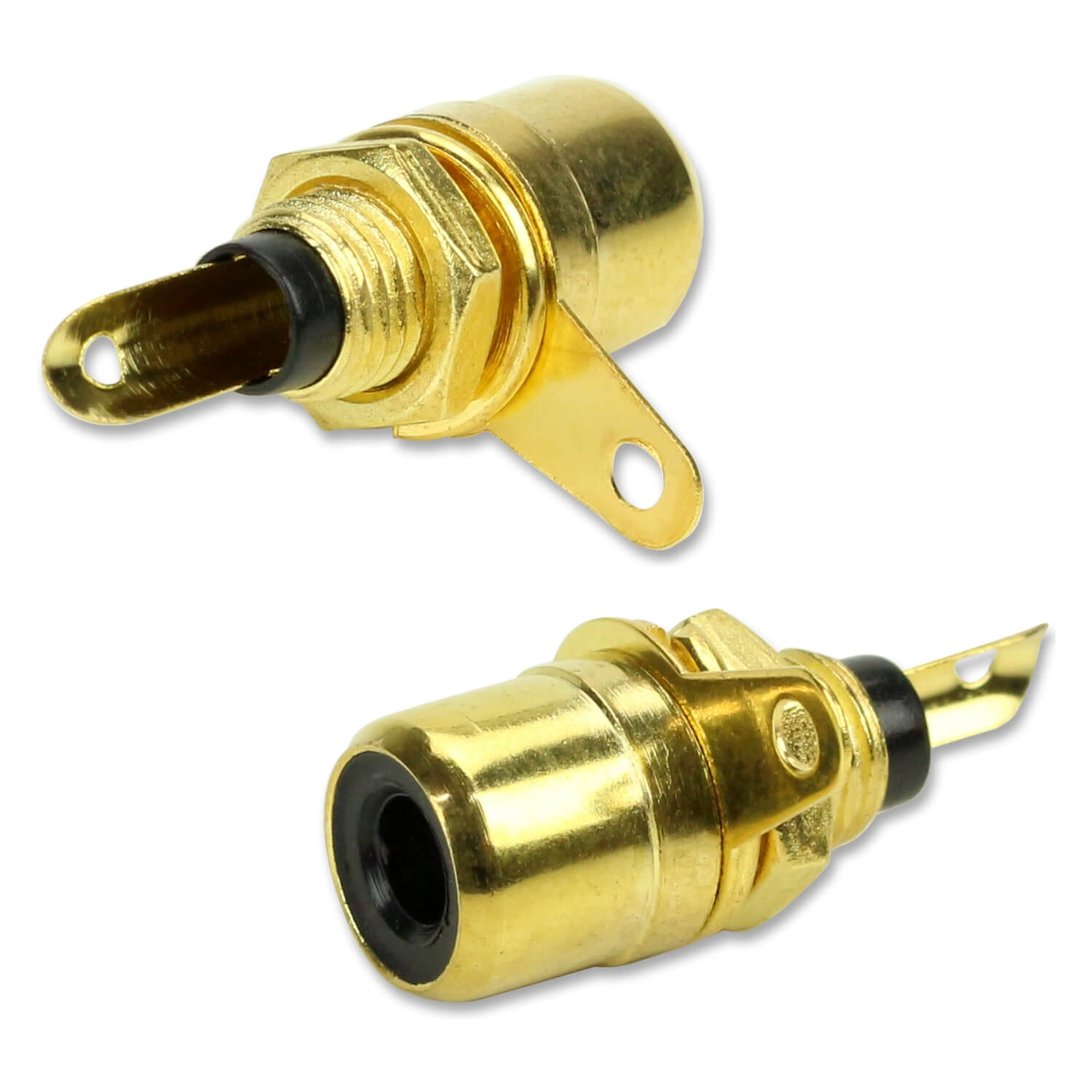 10x Jack Fêmea Rca Banhado Ouro Alta Qualidade Profissional - Preto