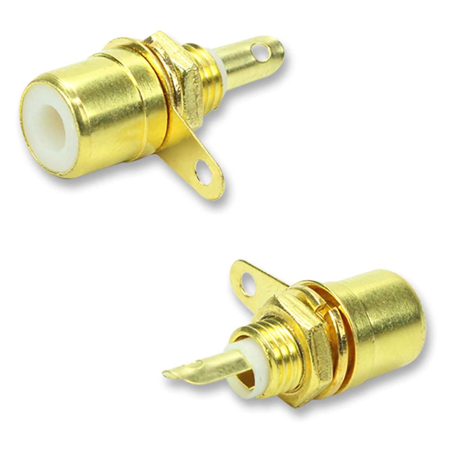 10x Jack Fêmea Rca Banhado Ouro Alta Qualidade Profissional - Branco