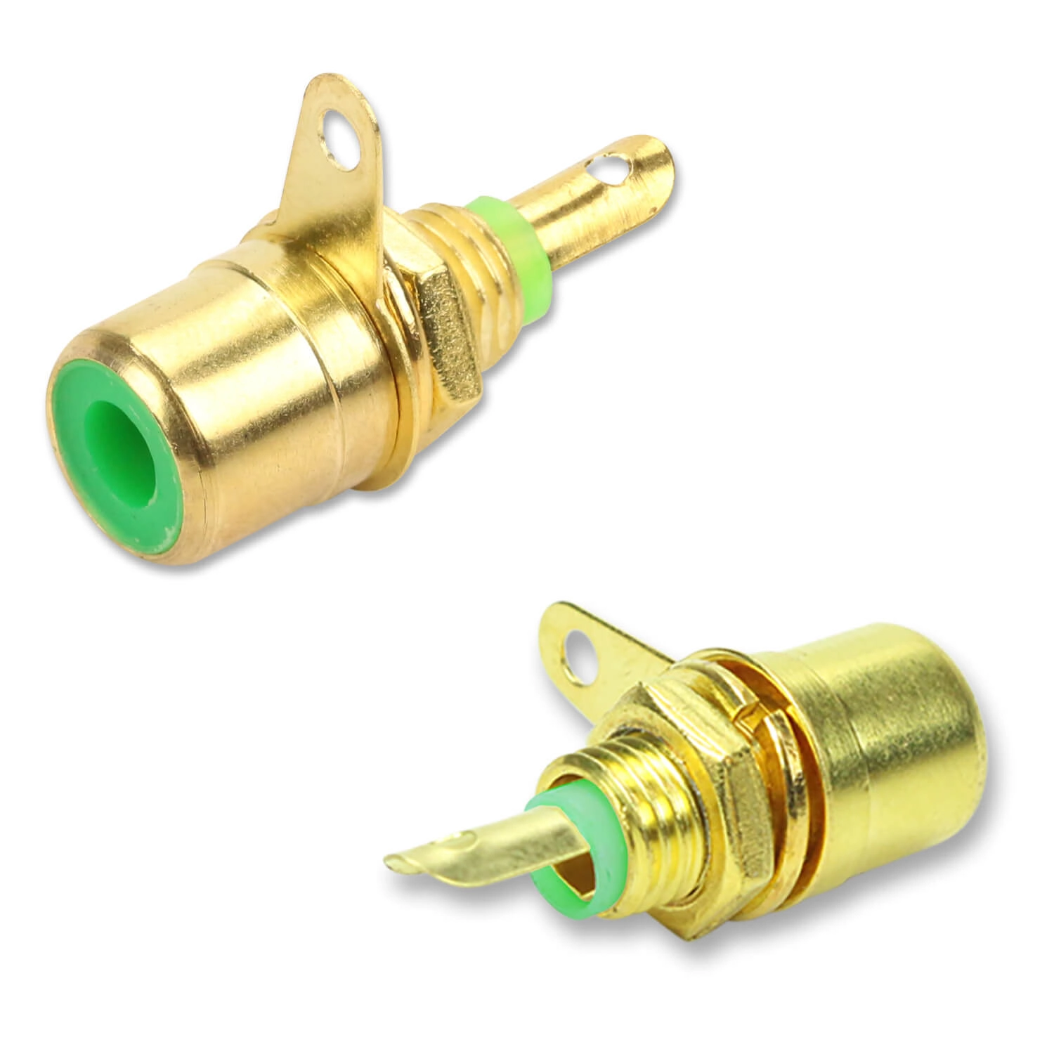 10x Jack Fêmea Rca Banhado Ouro Alta Qualidade Profissional - Verde