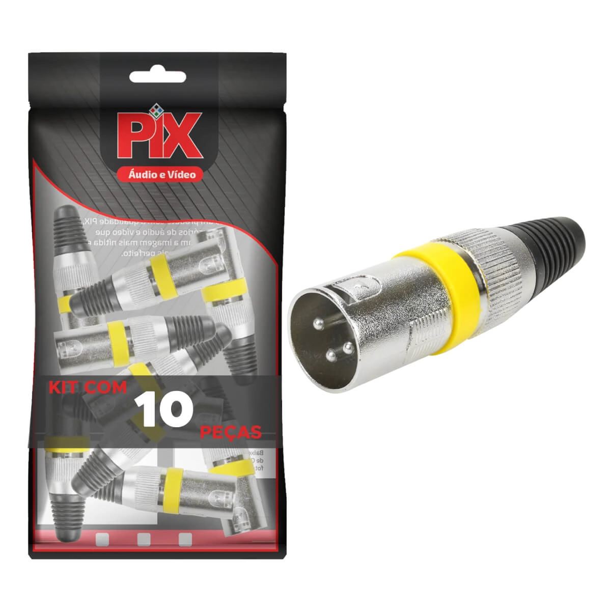 10x Plug Cannon Macho - Premium Profissional - Série Ring - Amarelo