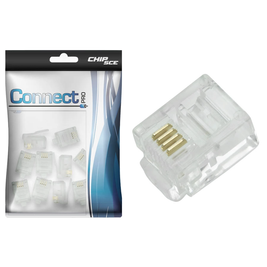 Kit 100 Plug Conector Macho Rj11 6x4 Telefonia