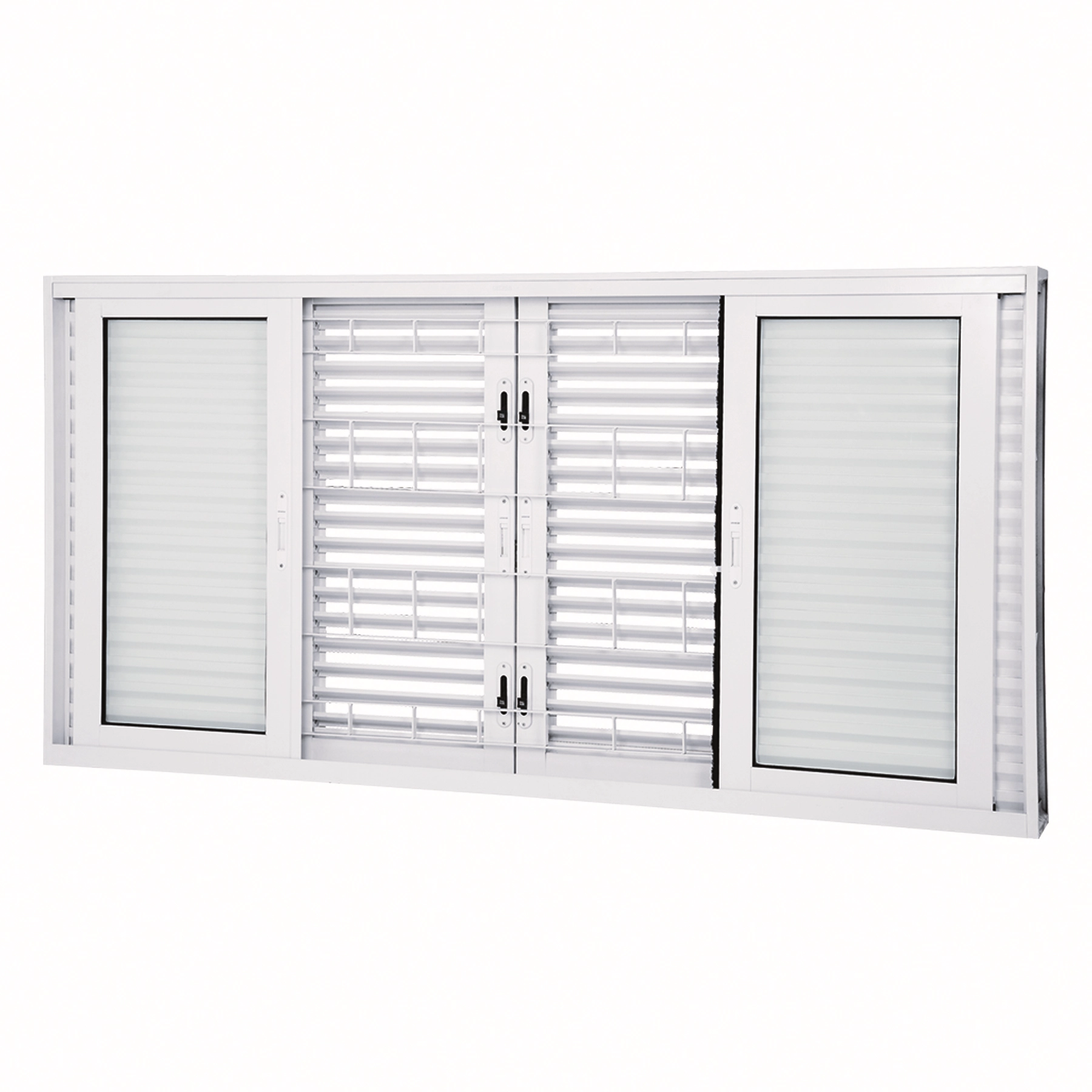 Janela de Aço Veneziana 6 Folhas 100x150cm com Grade Facilitá Lucasa Ullian Branca