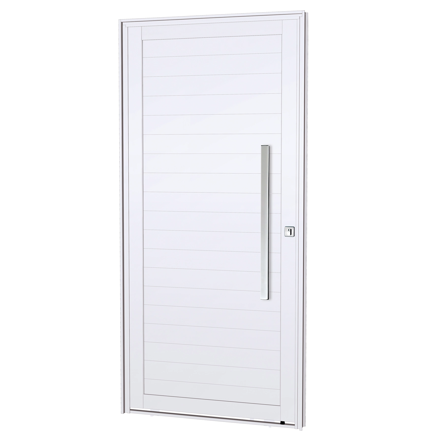 Porta Lambrill de Giro Alumínio Branco 2,15x1,05m Lado Esquerdo Linha Lucasa Eccellente Lucasa