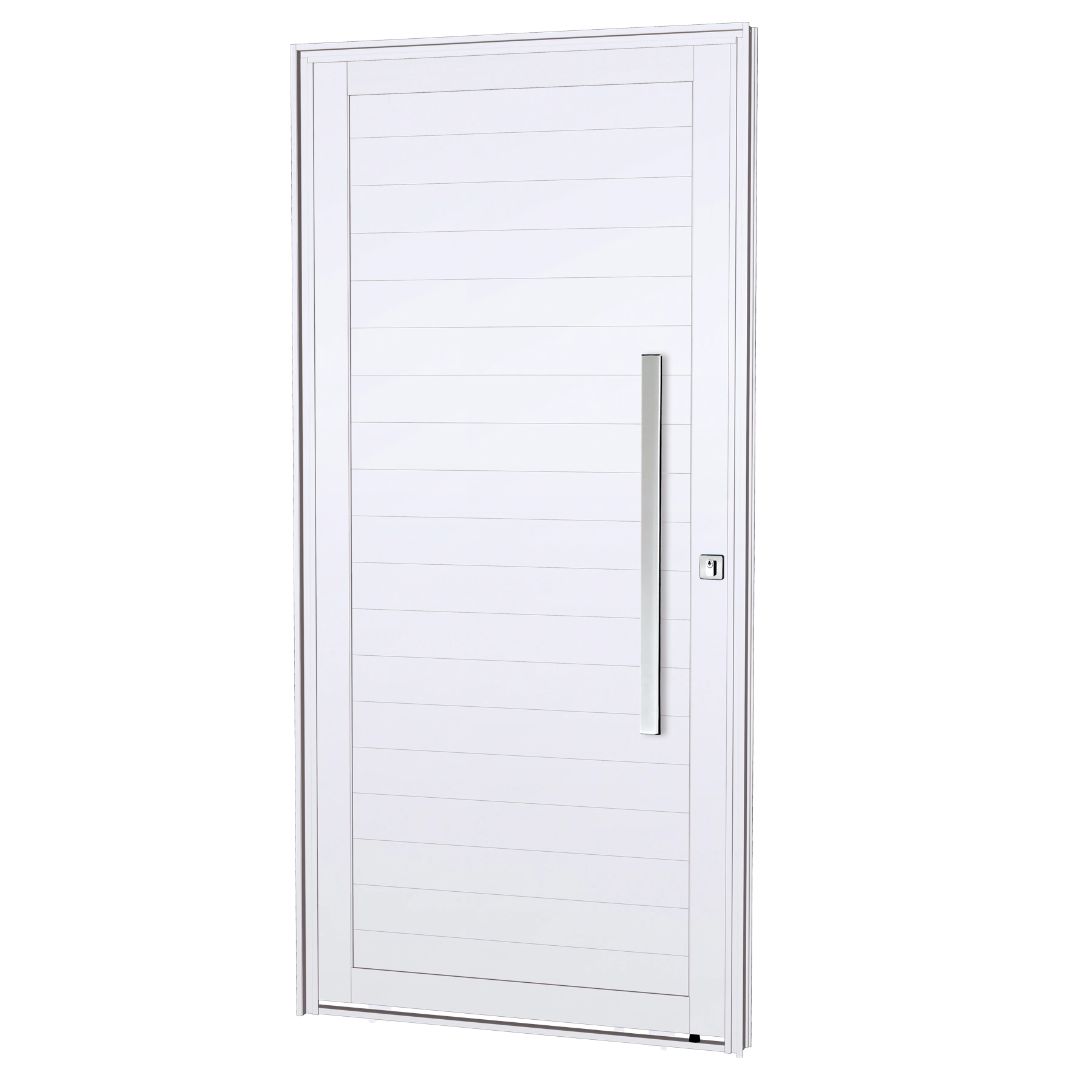 Porta Lambrill de Giro Alumínio Branco 2,15x1,05m Lado Direito Linha Lucasa Eccellente Lucasa