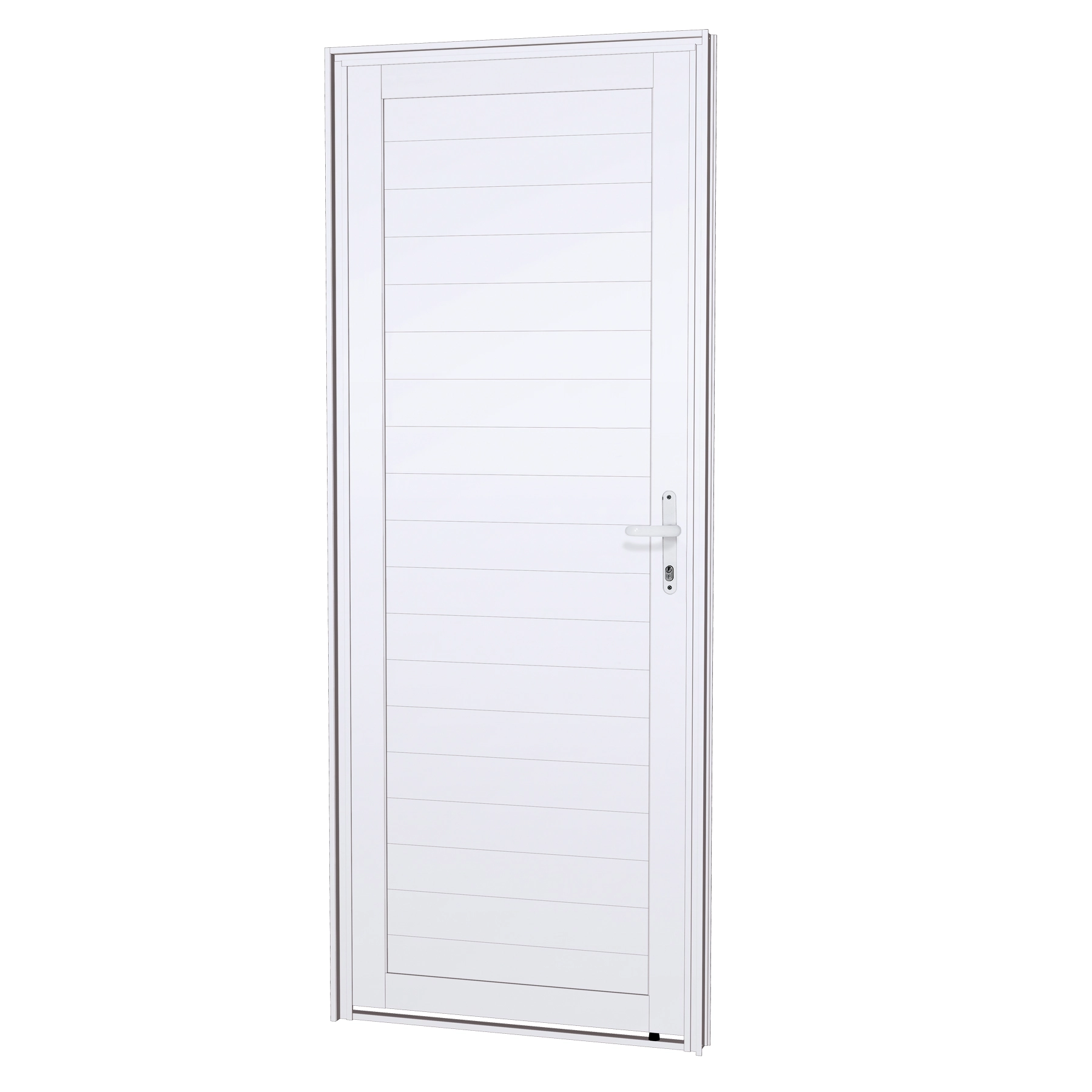 Porta Lambrill de Giro Alumínio Branco 2,15x0,85m Lado Esquerdo Linha Lucasa Eccellente Lucasa