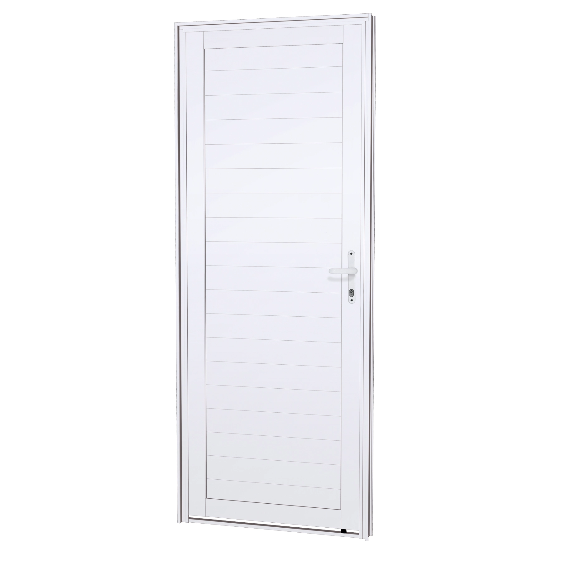 Porta Lambrill de Giro Alumínio Branco 2,15x0,85m Lado Direito Linha Lucasa Eccellente Lucasa