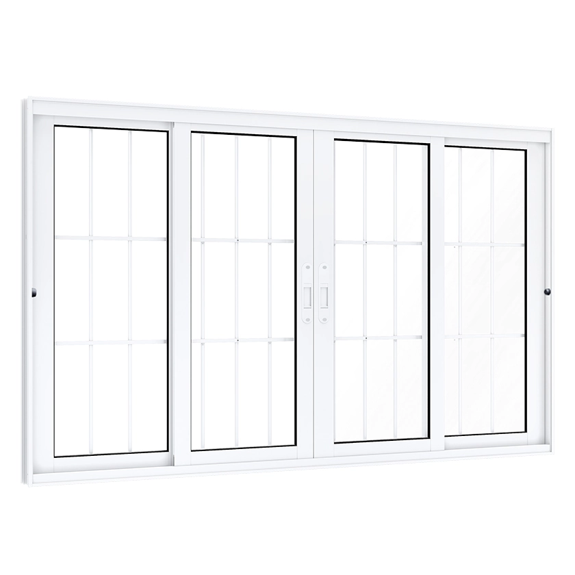 Janela de Alumínio de Correr 4 Folhas 120x150cm com Grade Eccellente Lucasa Ullian Branca