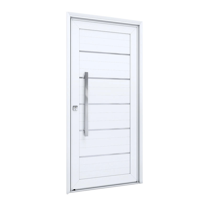 Porta Lambrill de Giro Alumínio Branco 2,15x1,05m Lado Direito Linha Lucasa Eccellente Lucasa