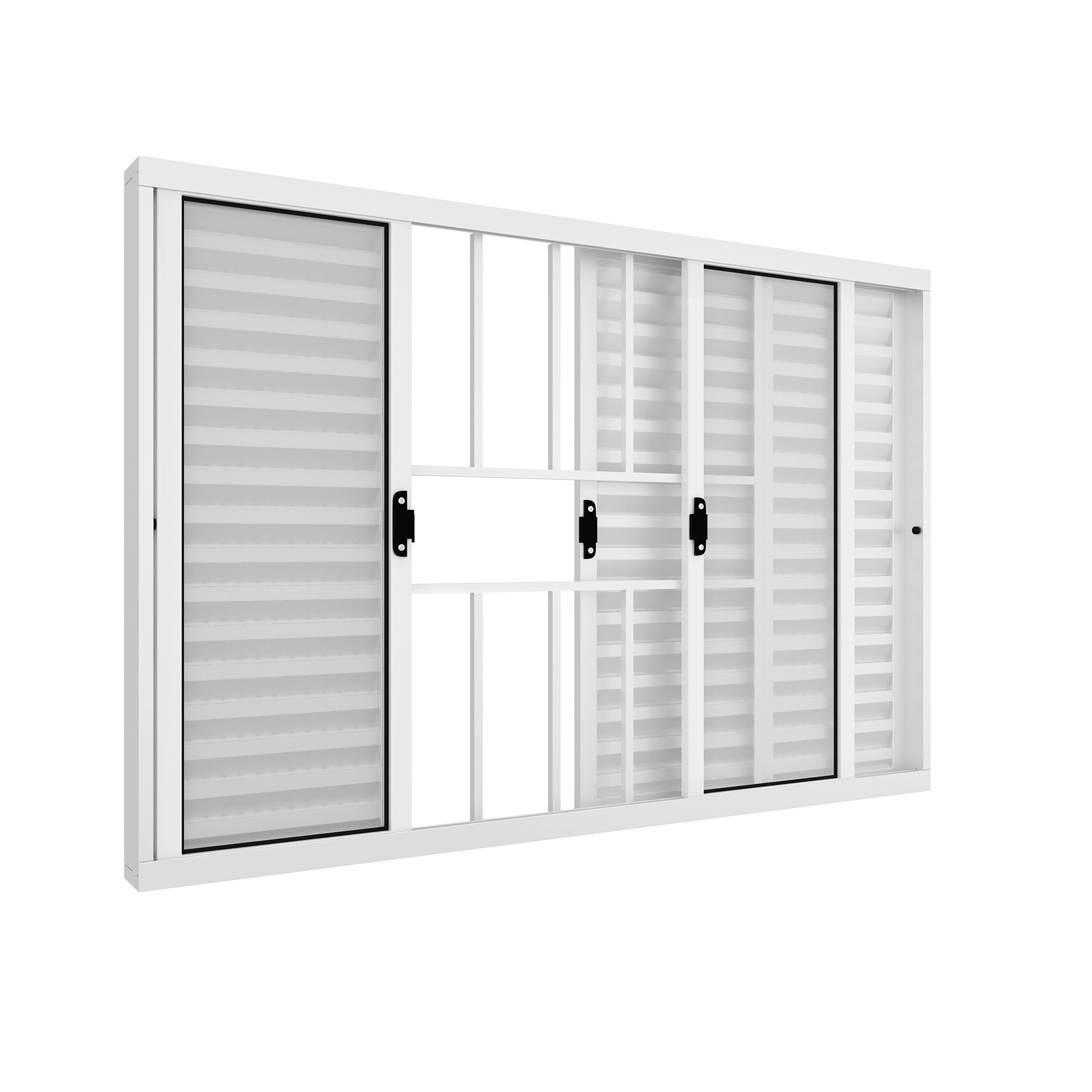 Janela de Alumínio Veneziana 6 Folhas 100x150cm com Grade Ideale Lucasa Ullian Branca