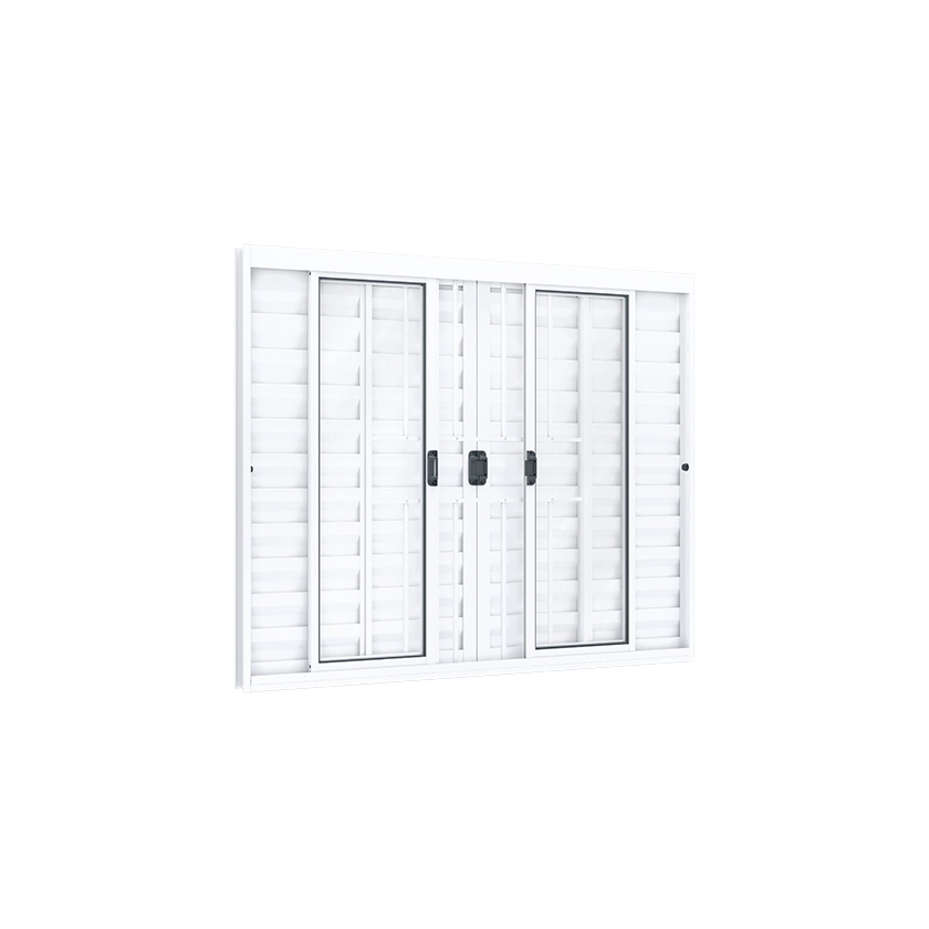 Janela de Alumínio Veneziana 6 Folhas 120x150cm com Grade Ideale Lucasa Ullian Branca