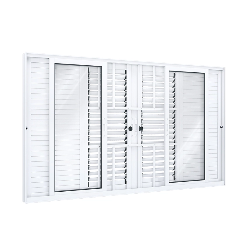 Janela de Alumínio Veneziana 6 Folhas 100x150cm com Grade Eccellente Lucasa Ullian Branca