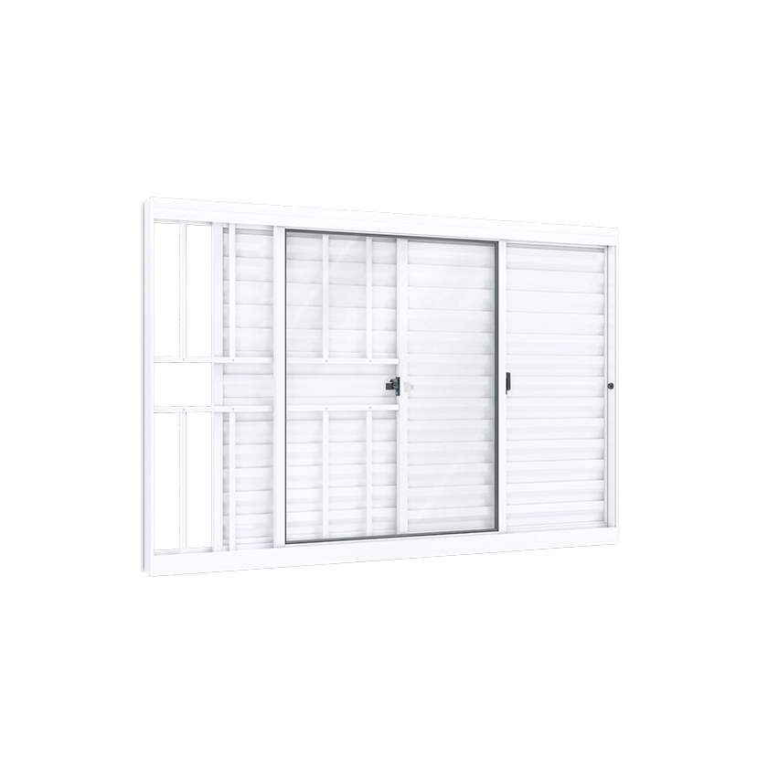 Janela de Alumínio Veneziana 3 Folhas 100x150cm com Grade Ideale Lucasa Ullian Branca
