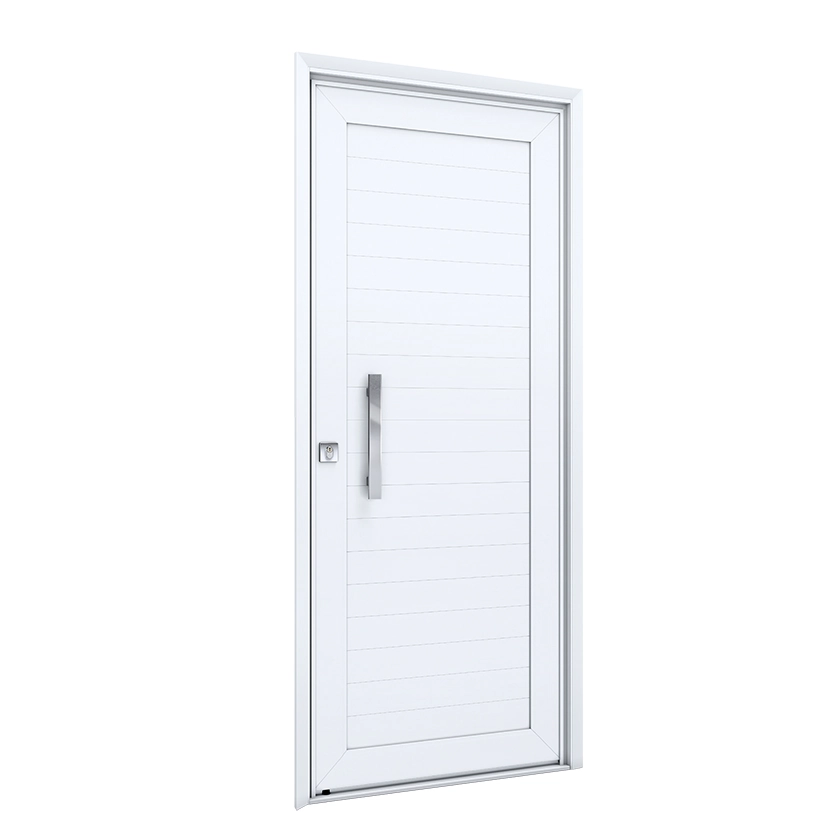 Porta Lambrill de Giro Alumínio Branco 2,15x0,95m Lado Esquerdo Linha Lucasa Eccellente Lucasa