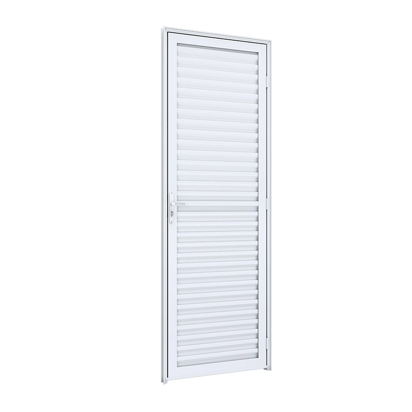Porta Laminada de Giro Alumínio Branco 2,15x0,85m Lado Direito Linha Lucasa Ideale Lucasa