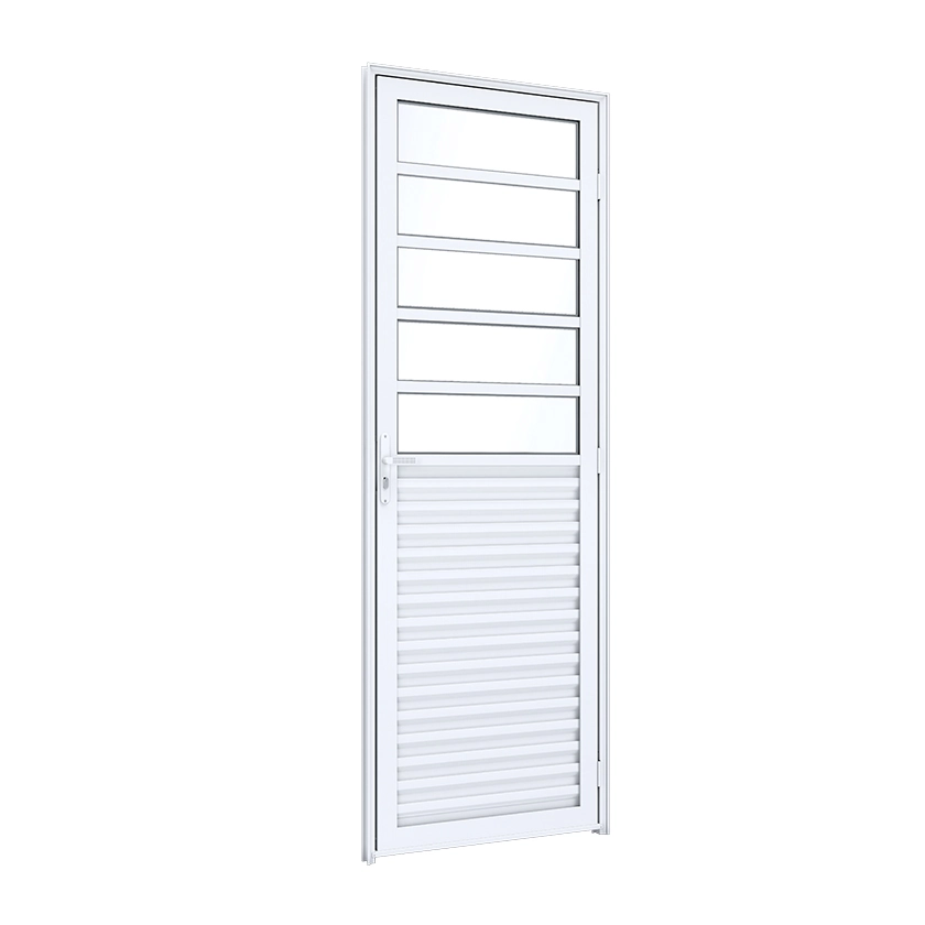 Porta com Visor de Giro Alumínio 2,15x0,85m Lado Direito Linha Lucasa Ideale Lucasa