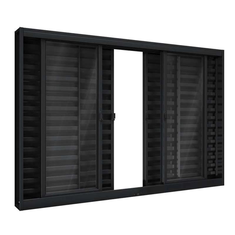 Janela Veneziana De Aço 120 X 150 X 12 Cm Preto 6 Folhas Riobras Pronta